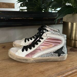 Golden Goose High Top Slide Sneakers Silver & Pink 💗 size 39 women 8